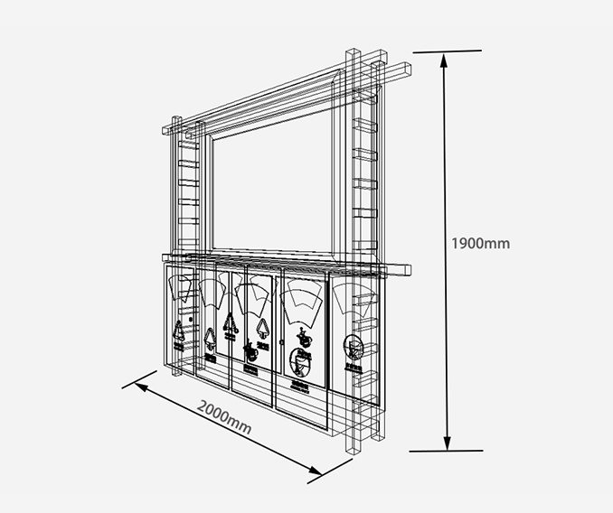 仿古四分類(lèi)垃圾箱廣告燈箱尺寸圖